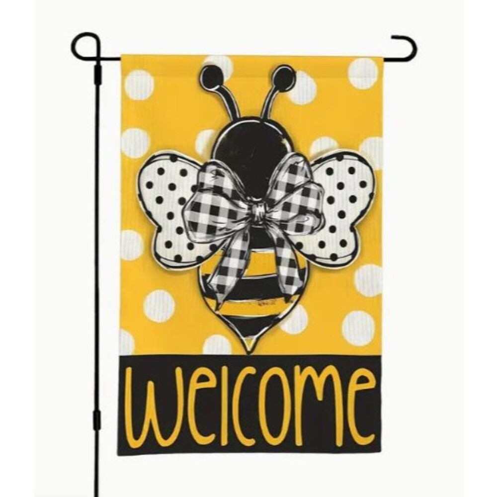 Garden Flag 12x18in Double-Sided Polyester Welcome Bee